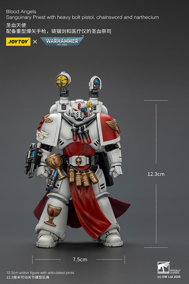 Blood Angels Sanguinary Priest with Heavy bolt pistol, chainsword and narthecium- 1/18 warhammer 40k Action Figure By JOYTOY