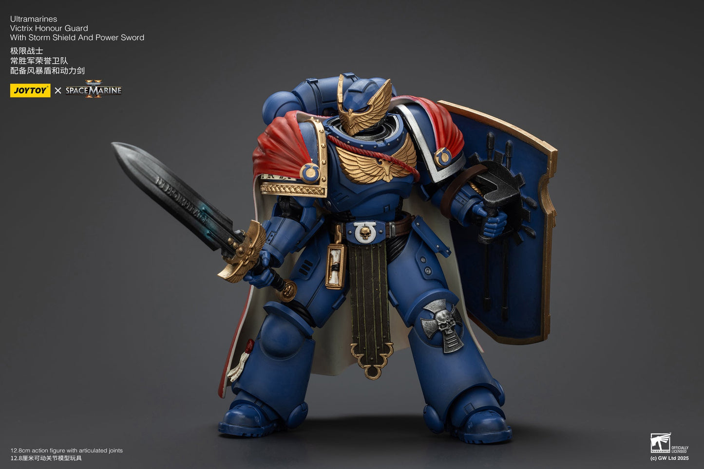 Ultramarines Victrix Honour Guard with Storm Shield And Power Sword - Warhammer SPACE MARINE II 1/18 Action Figure By JOYTOY