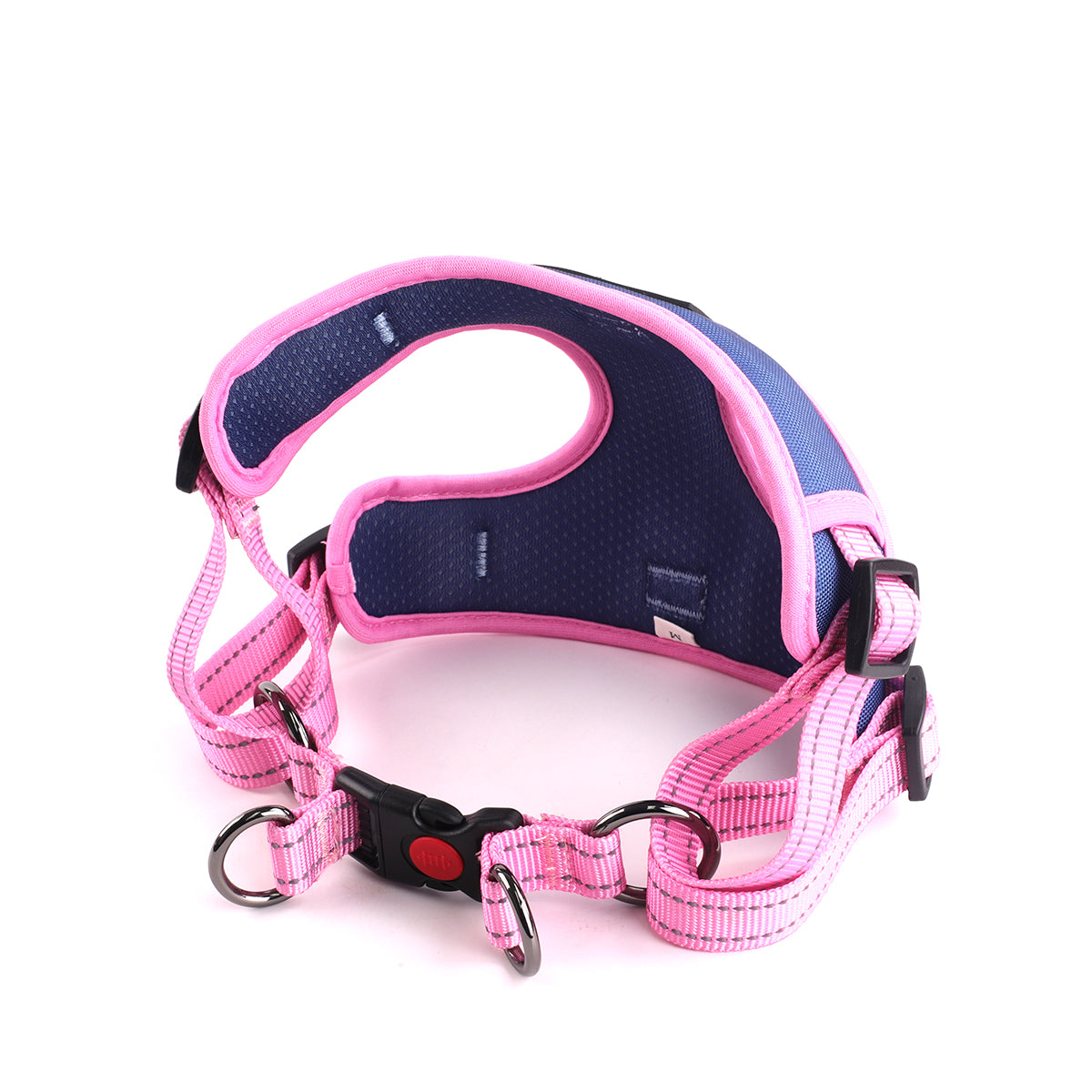 Oxford Cloth Smart Casual Harness - Navy with Pink