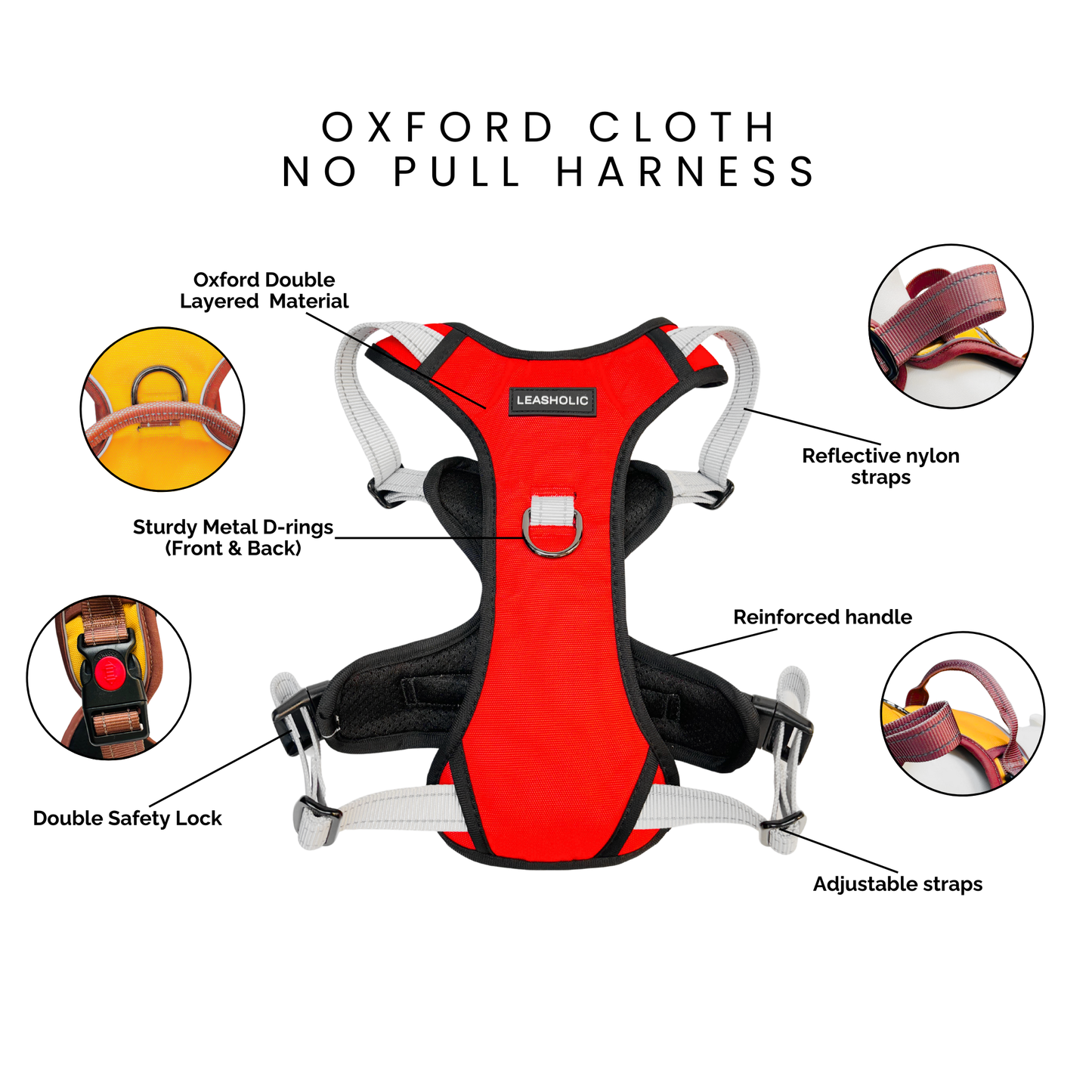 Oxford Cloth No-Pull Harness - Mech Red