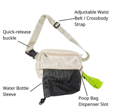 Dog Walking Bag (waist & crossbody) (White)