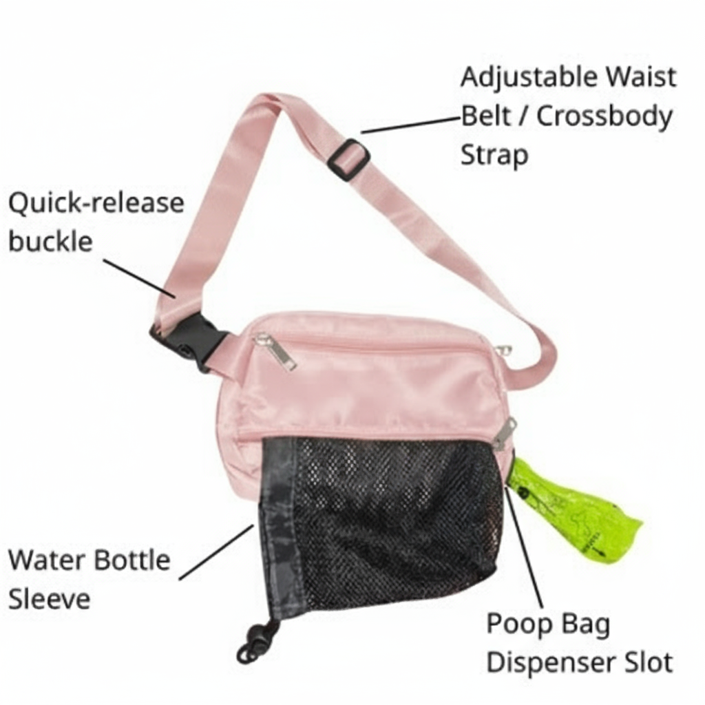 Dog Walking Bag (waist & crossbody) (Brown)
