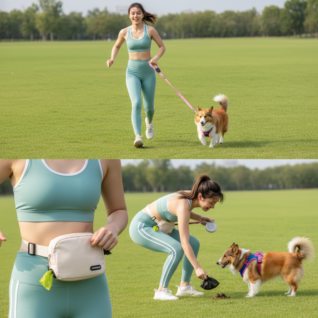 Dog Walking Bag (waist & crossbody) (Brown)