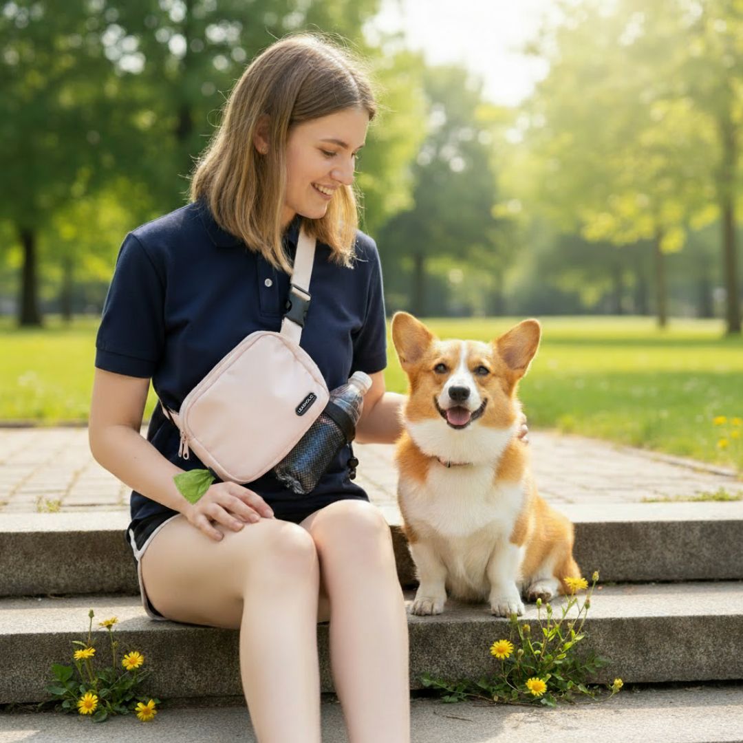 Dog Walking Bag (waist & crossbody) (Brown)