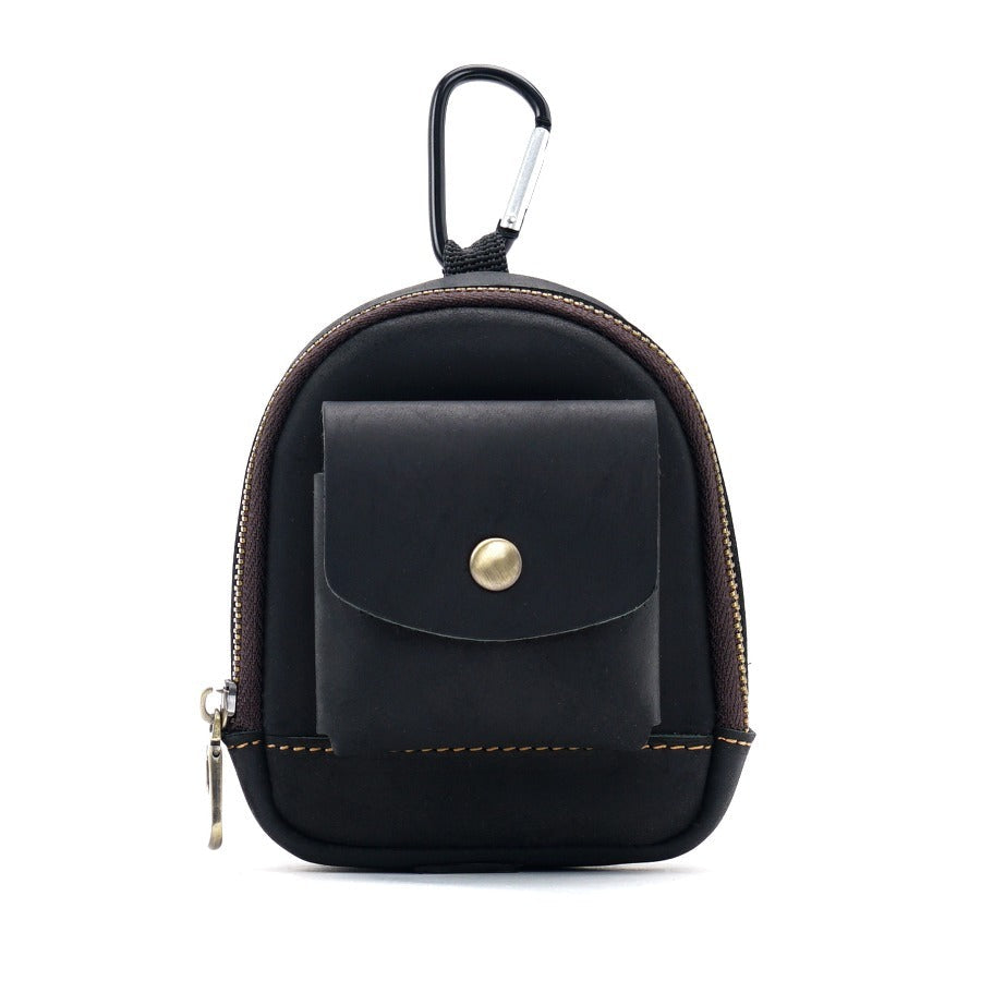 Leather bag pendant - mini schoolbag