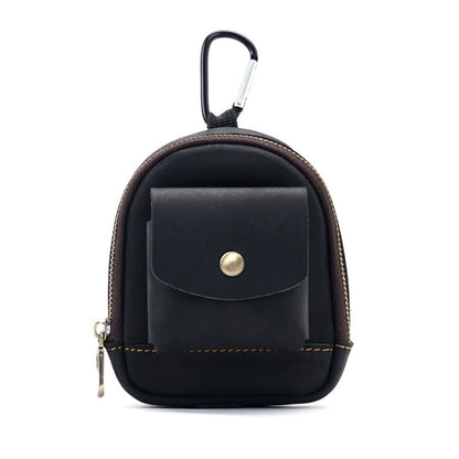 Leather bag pendant - mini schoolbag