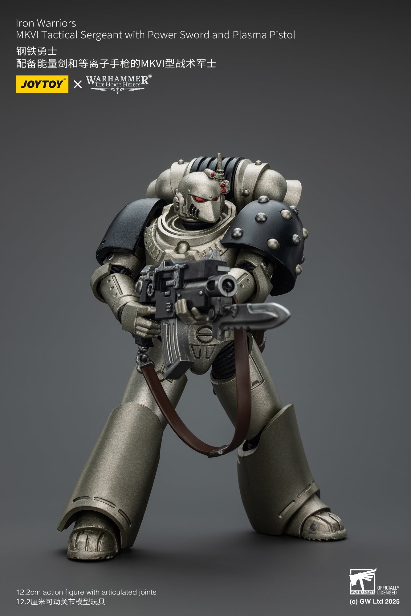 Iron Warriors MKVI Tactical Sergeant with Power Sword and Plasma Pistol - 1/18 Warhammer The Horus Heresy Action Figure By JOYTOY