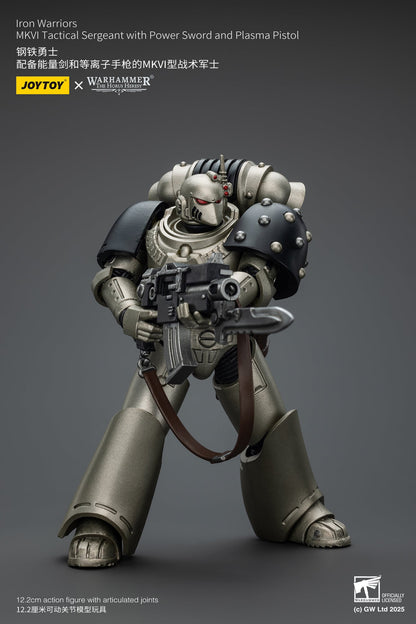 Iron Warriors MKVI Tactical Sergeant with Power Sword and Plasma Pistol - 1/18 Warhammer The Horus Heresy Action Figure By JOYTOY