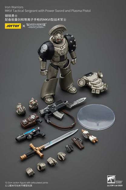 Iron Warriors MKVI Tactical Sergeant with Power Sword and Plasma Pistol - 1/18 Warhammer The Horus Heresy Action Figure By JOYTOY