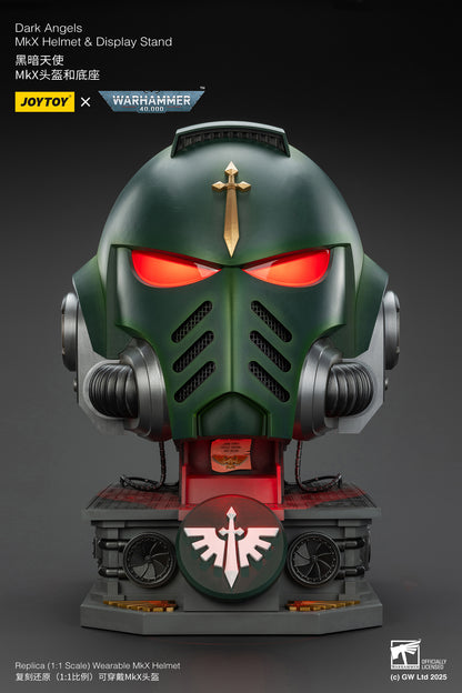 Dark Angels MkX 1:1 Helmet & Display Stand - 1/1 Warhammer 40K Helmet By JOYTOY