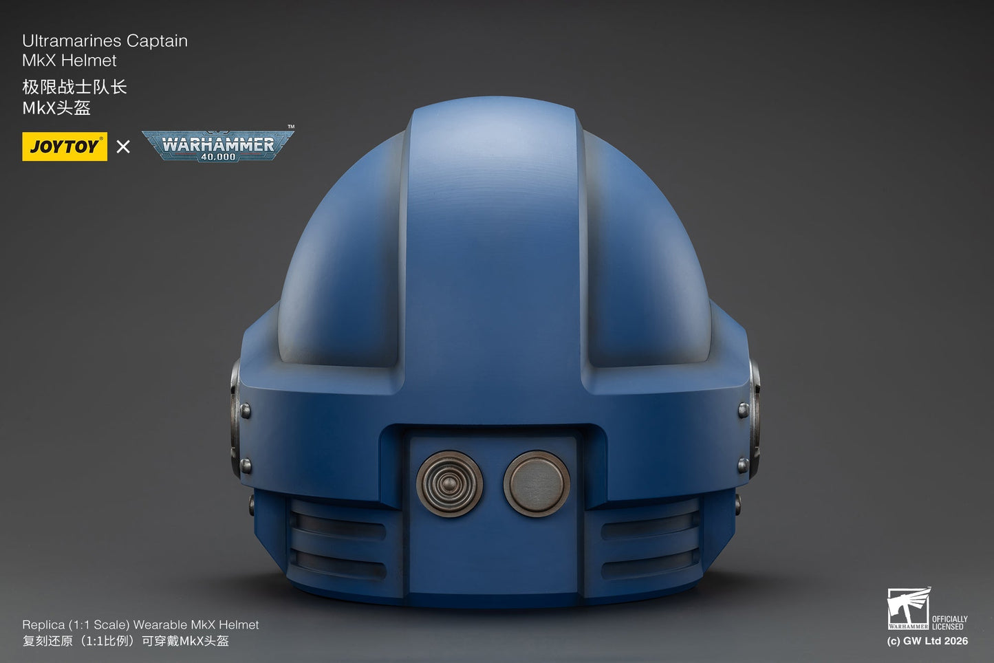 (15 MAR CUTOFF) Ultramarines Captain MkX Helmet & Display Stand- Warhammer 40k 1/1 Action Figure By JOYTOY