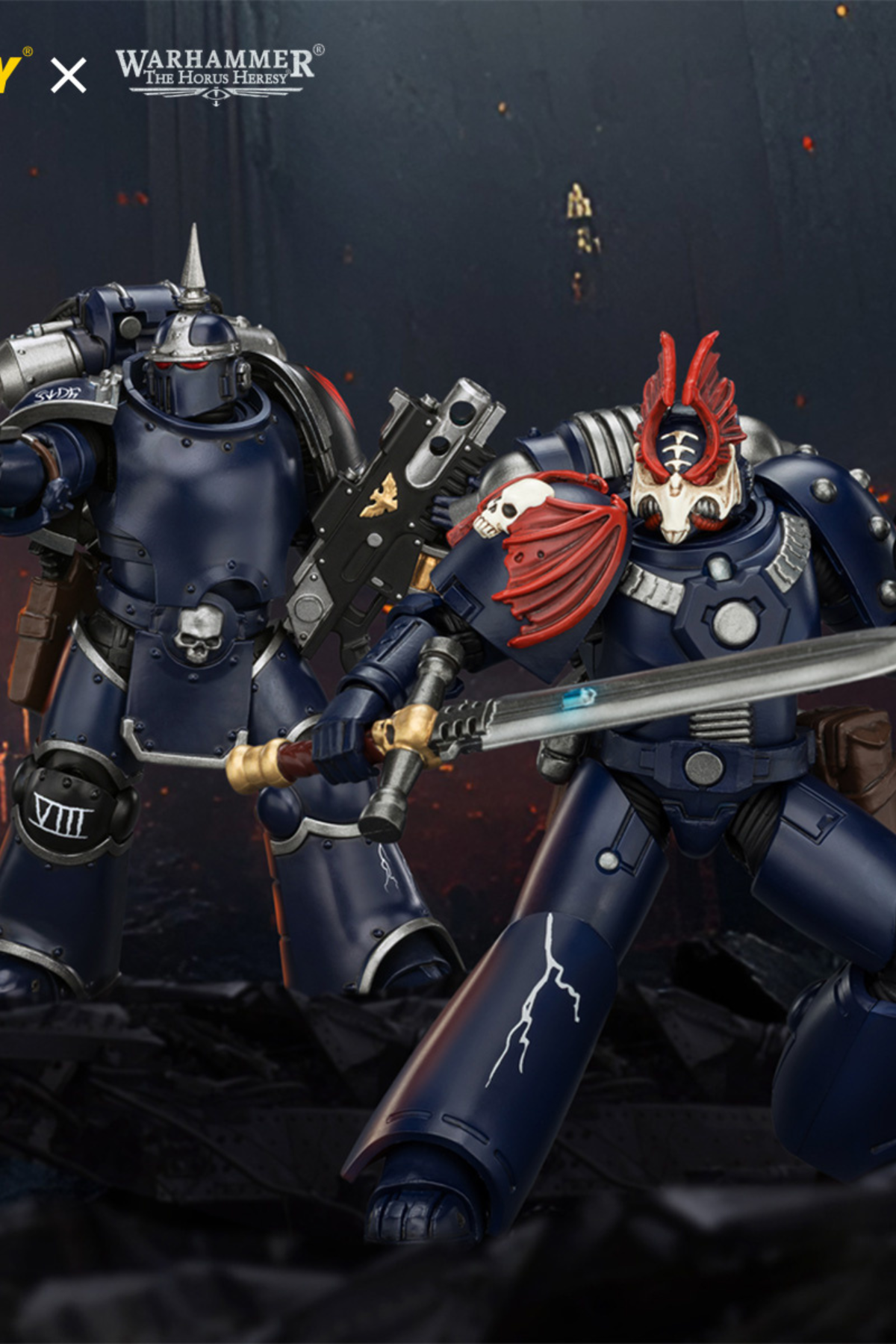 (30/6)Night Lords MKVI Tactical Legionary & MK III Tactical Legionary - "The Horus Heresy" Primarch-Warhammer 40k 1/18 Action Figure By JOYTOY