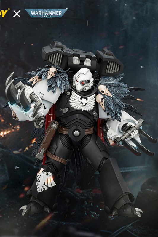 (25/7) Raven Guard Chapter Master Aethon Shaan with Claws of Severax and Heavy Bolt Pistol - Warhammer 40k 1/18 Action Figure By JOYTOY