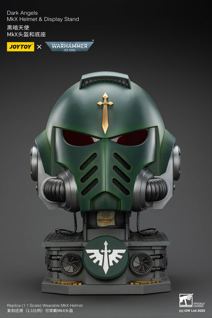 Dark Angels MkX 1:1 Helmet & Display Stand - 1/1 Warhammer 40K Helmet By JOYTOY