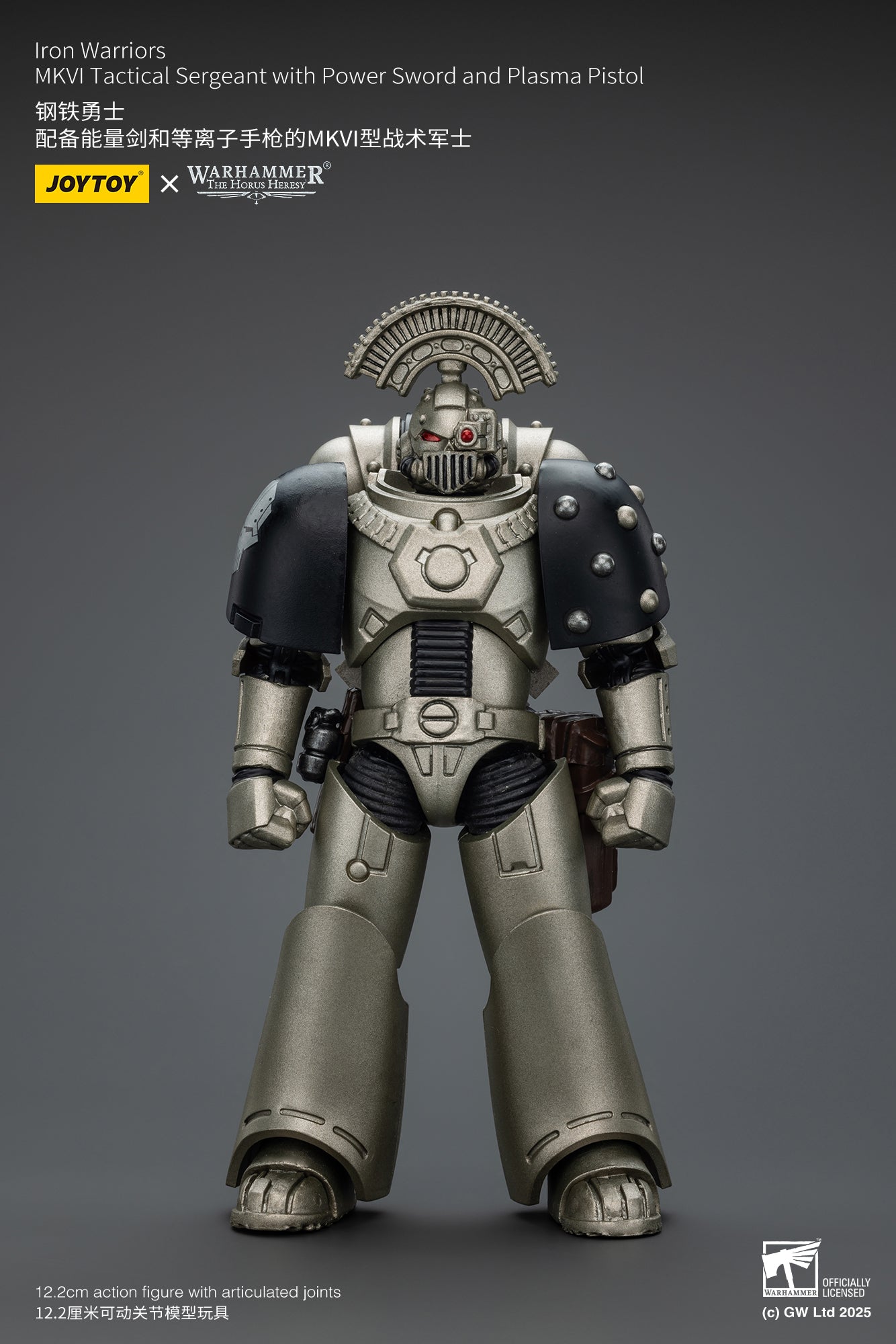 Iron Warriors MKVI Tactical Sergeant with Power Sword and Plasma Pistol - 1/18 Warhammer The Horus Heresy Action Figure By JOYTOY