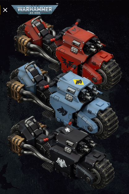 (15 MAR CUTOFF) Raider-pattern Combat Bike with twin-linked bolt rifles-Warhammer 40k 1/18 Action Figure By JOYTOY