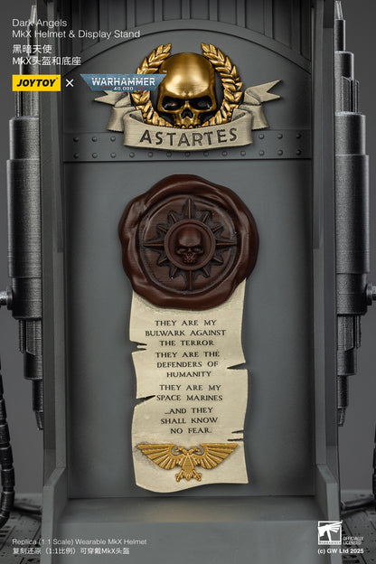 Dark Angels MkX 1:1 Helmet & Display Stand - 1/1 Warhammer 40K Helmet By JOYTOY