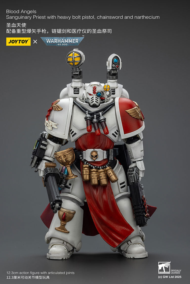Blood Angels Sanguinary Priest with Heavy bolt pistol, chainsword and narthecium- 1/18 warhammer 40k Action Figure By JOYTOY