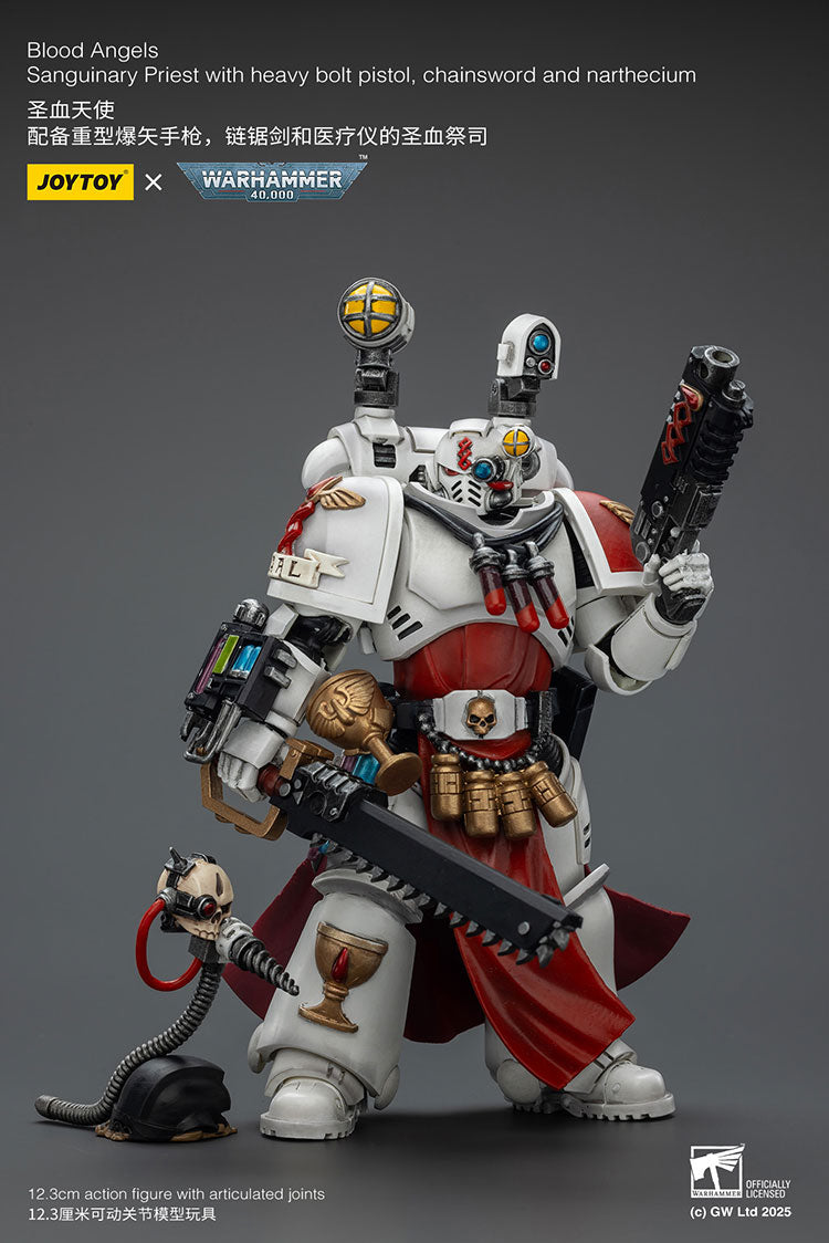 Blood Angels Sanguinary Priest with Heavy bolt pistol, chainsword and narthecium- 1/18 warhammer 40k Action Figure By JOYTOY