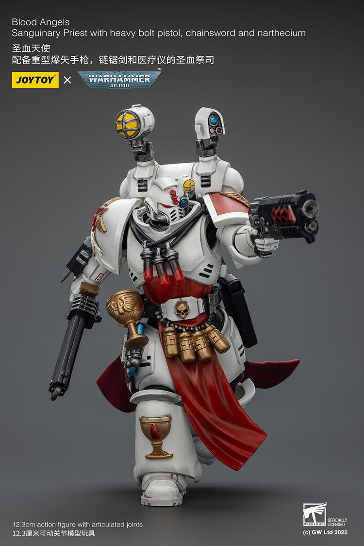 Blood Angels Sanguinary Priest with Heavy bolt pistol, chainsword and narthecium- 1/18 warhammer 40k Action Figure By JOYTOY