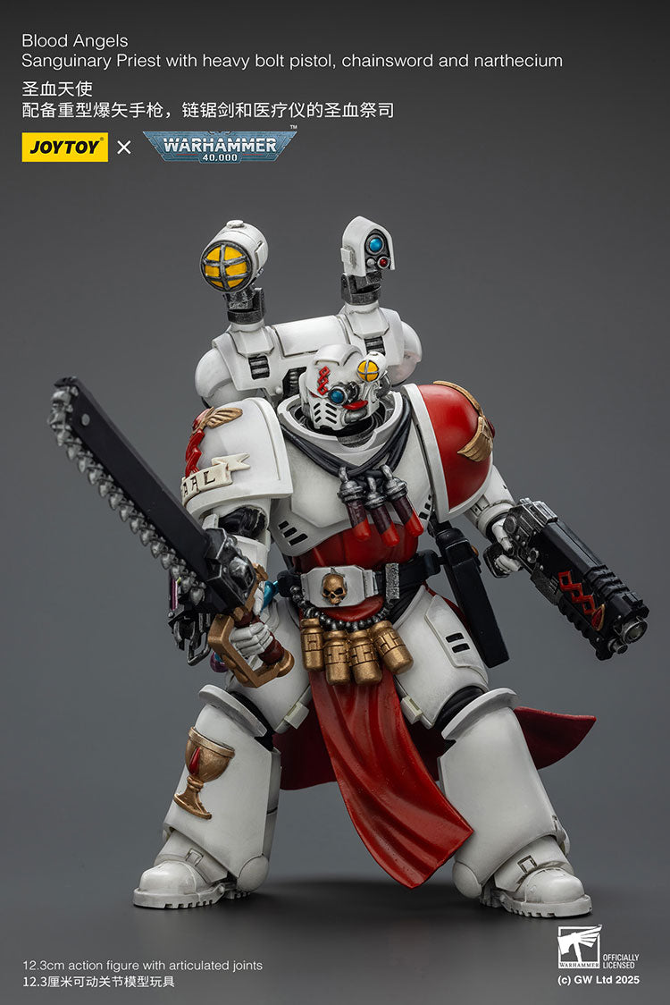 Blood Angels Sanguinary Priest with Heavy bolt pistol, chainsword and narthecium- 1/18 warhammer 40k Action Figure By JOYTOY