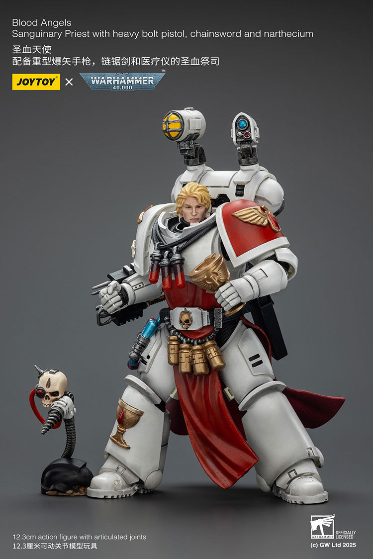 Blood Angels Sanguinary Priest with Heavy bolt pistol, chainsword and narthecium- 1/18 warhammer 40k Action Figure By JOYTOY