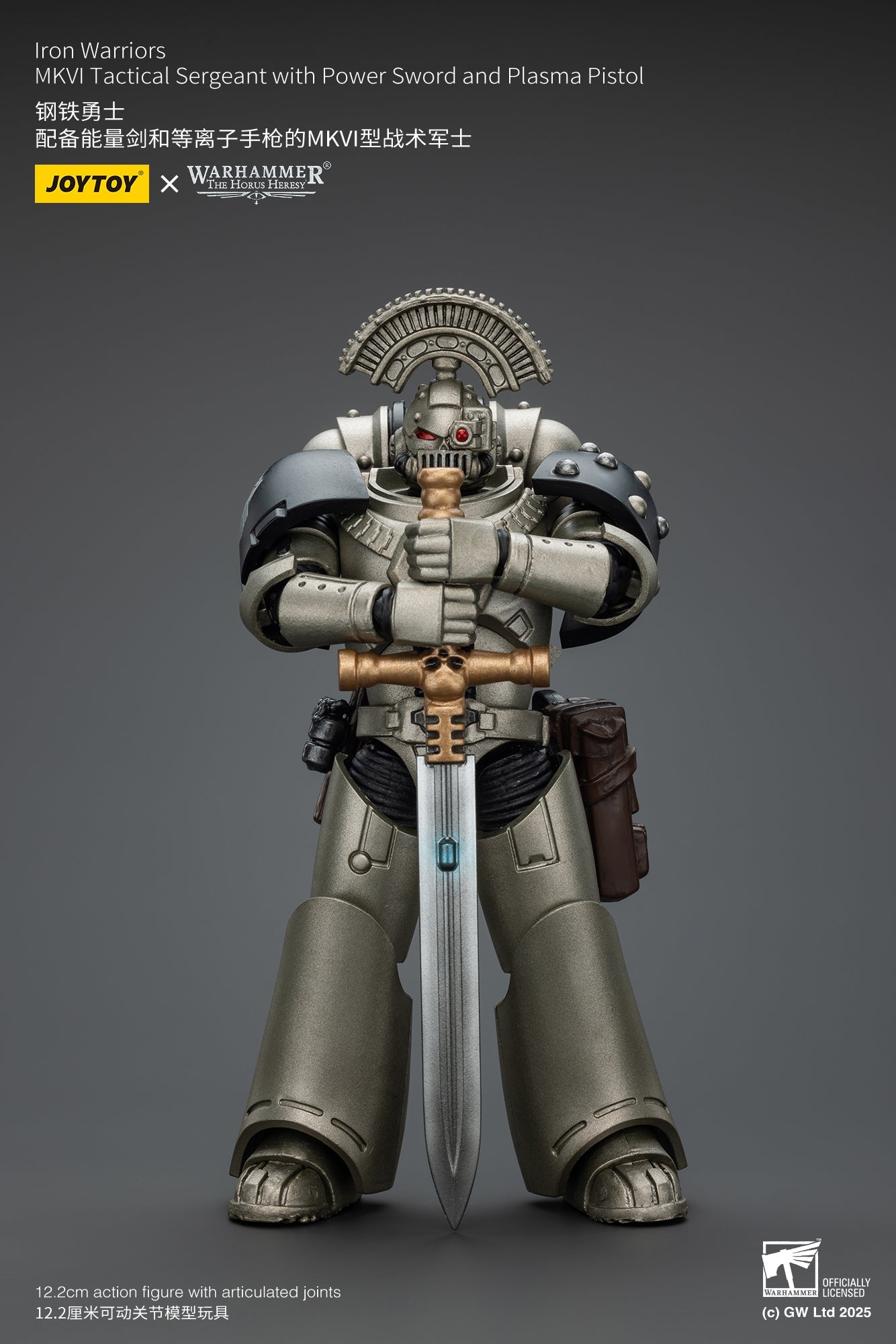 Iron Warriors MKVI Tactical Sergeant with Power Sword and Plasma Pistol - 1/18 Warhammer The Horus Heresy Action Figure By JOYTOY