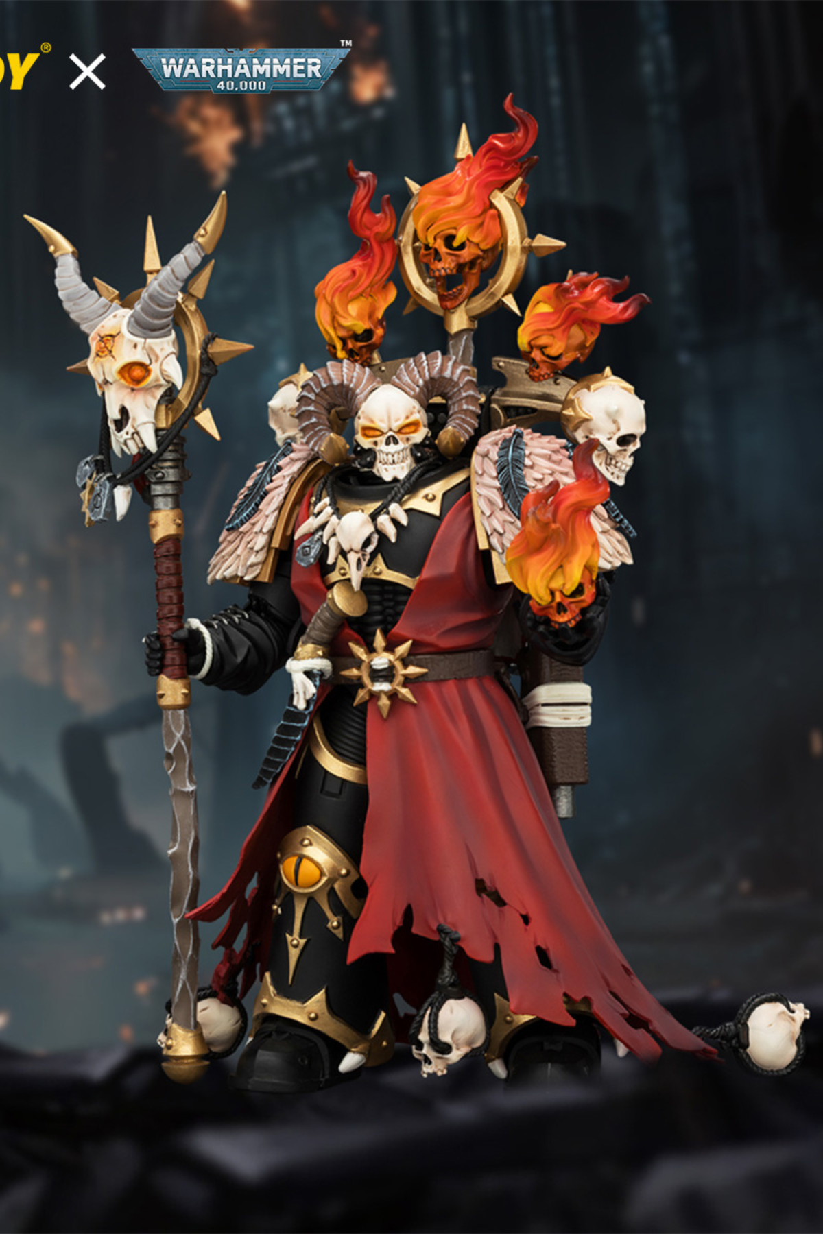 (25/7) Black Legion Master of Possession with Staff of Possession and Bolt Pistol - Warhammer 40K 1/18 Action Figure By JOYTOY