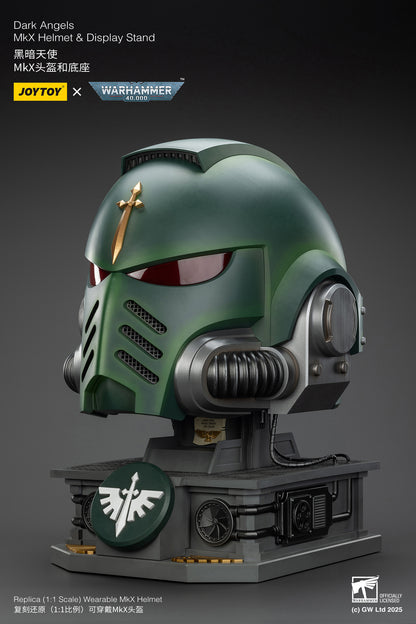 Dark Angels MkX 1:1 Helmet & Display Stand - 1/1 Warhammer 40K Helmet By JOYTOY