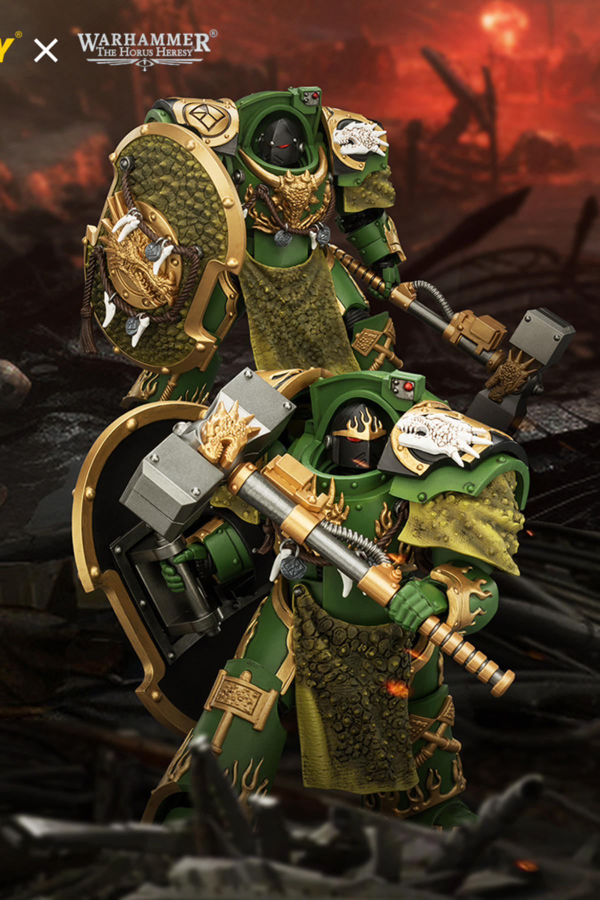 (15/7)Salamanders Firedrake Terminator 1 & Terminator 2 - "The Horus Heresy" Warhammer 40k 1/18 Action Figure By JOYTOY