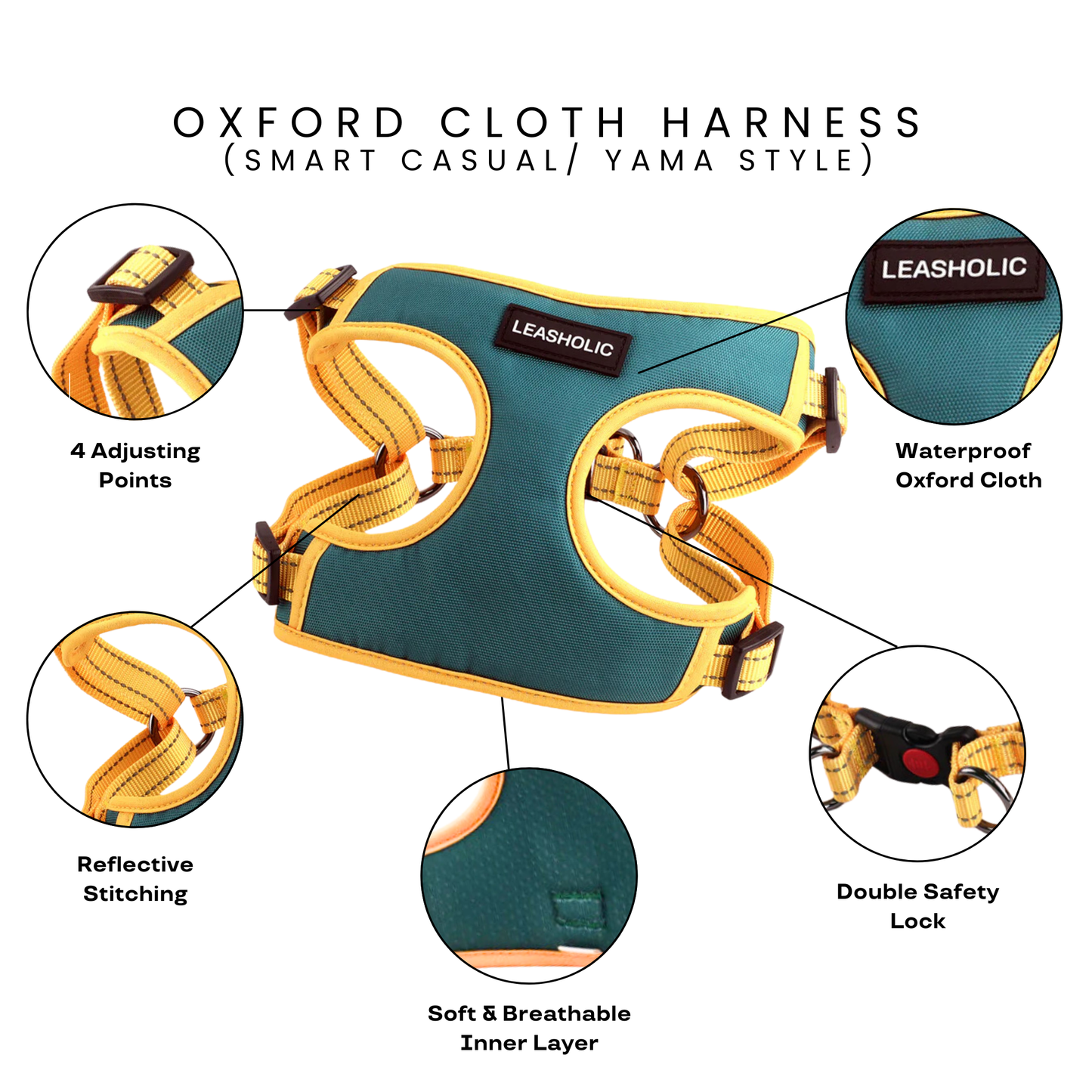 Oxford Cloth Corgi-Specific Series Harness - Navy with Yellow