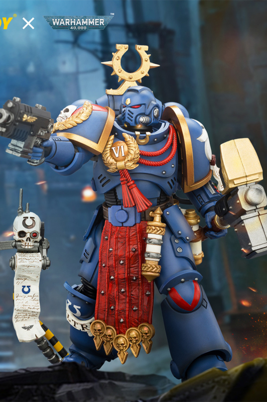 (8/8) Ultramarines Ferren Areios with Thunder Hammer and Bolt Pistol - Warhammer 40k 1/18 Action Figure By JOYTOY