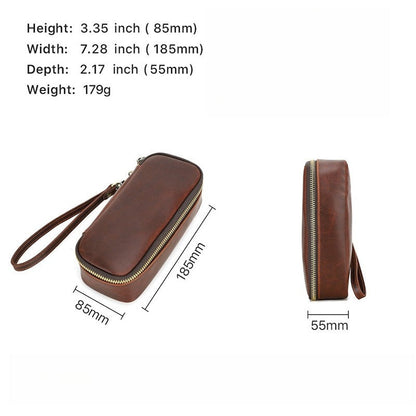 Cowhide zipper portable pipe bag (18.5 * 8.5 * 5.5cm)