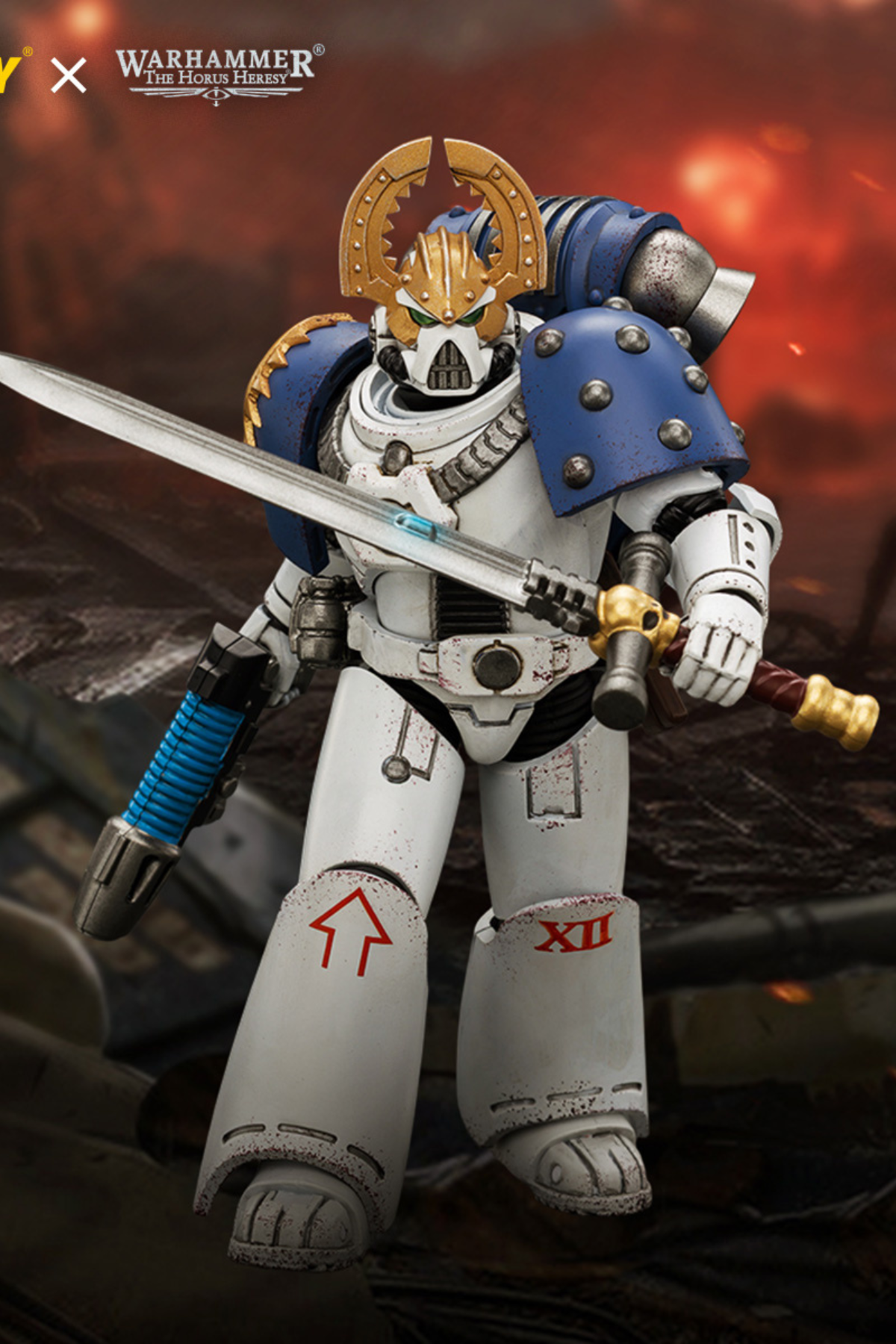 (18/9) World Eaters MKVI Tactical Sergeant with Plasma Pistol and Power Sword - Warhammer "The Horus Heresy" 1/18 Action Figure By JOYTOY