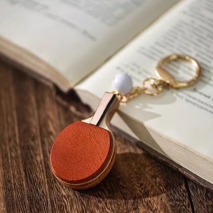 Leather Bag Pendant - Mini Ping Pong Racket