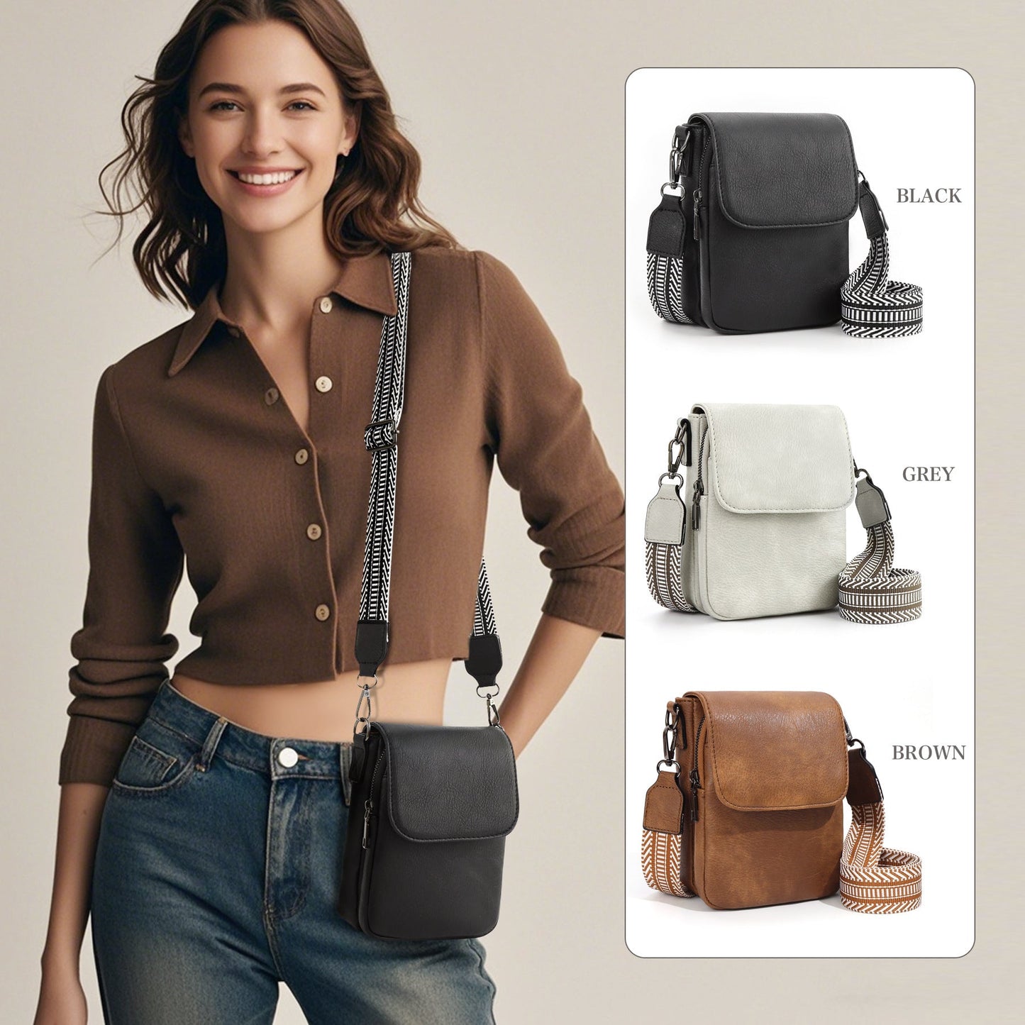 Women's Leather Bag - Shoulder Mobile Phone Bag for Women