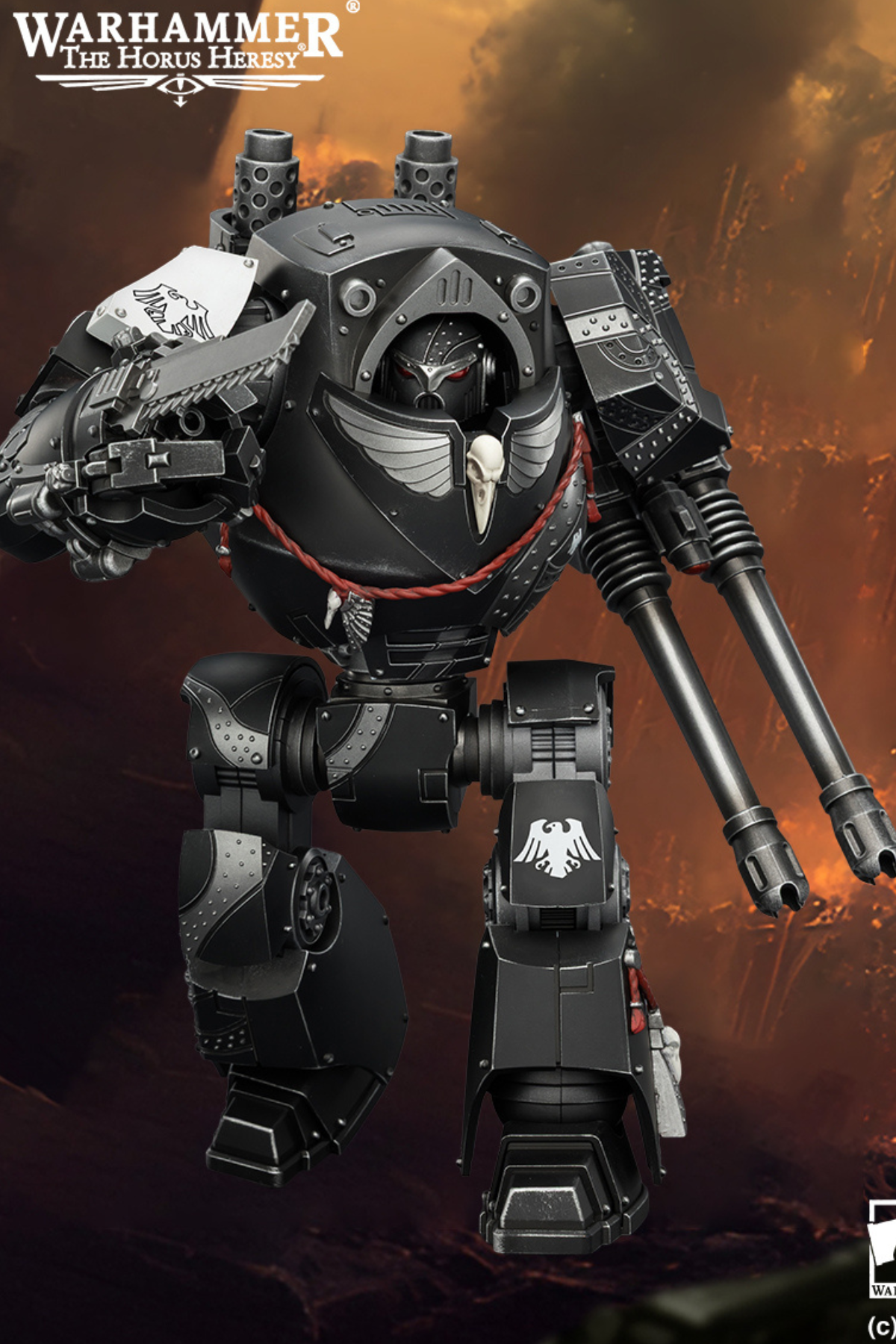 (CUTOFF MAY 1 ) Raven Guard  Contemptor Dreadnought with Gravis autocannon and Chainfist - Warhammer "The Horus Heresy" 1/18 Action Figure By JOYTOY