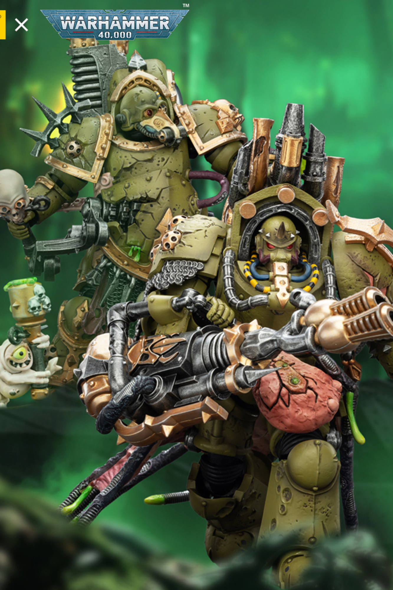 Death Guard Foul Blightspawn / Death Guard Lord of Virulence - "Warhammer 40,000" 1/18 Action Figure By JOYTOY