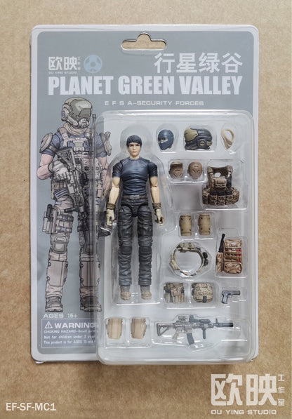 (INSTOCK) EFSA - Security Forces Blue Wing Group Male Military Figures - 1/18 Action Figure By Planet Green Valley
