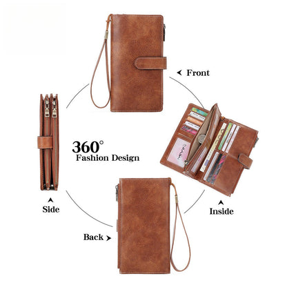 Ladies Leather Bag - Solid Color Clutch Bag