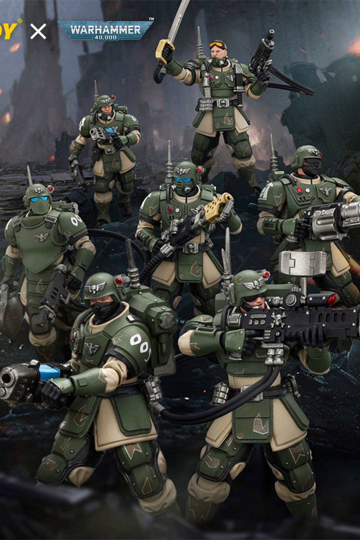 (30/8) Astra Militarum Kasrkin Squad - Warhammer 40K 1/18 Action Figure By JOYTOY