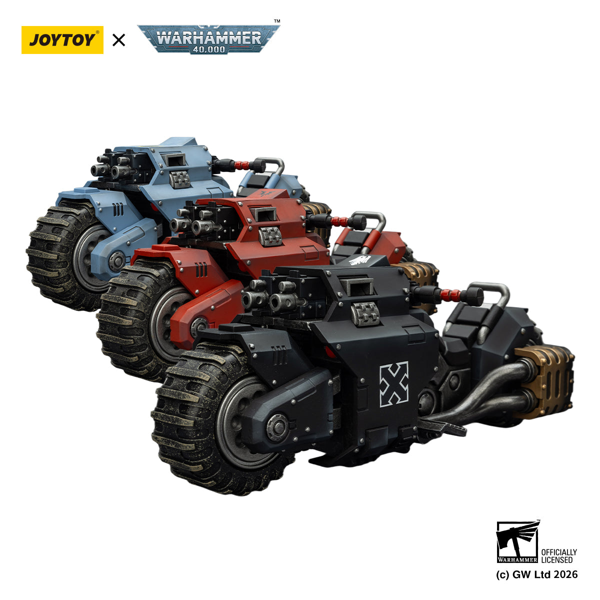 (15 MAR CUTOFF) Raider-pattern Combat Bike with twin-linked bolt rifles-Warhammer 40k 1/18 Action Figure By JOYTOY