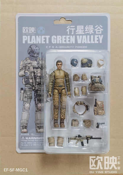 (INSTOCK) EFSA - Security Forces Blue Wing Group Male Military Figures - 1/18 Action Figure By Planet Green Valley