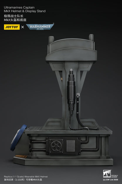 (15 MAR CUTOFF) Ultramarines Captain MkX Helmet & Display Stand- Warhammer 40k 1/1 Action Figure By JOYTOY