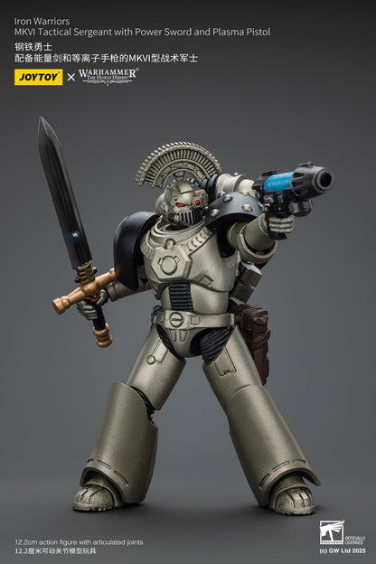 Iron Warriors MKVI Tactical Sergeant with Power Sword and Plasma Pistol - 1/18 Warhammer The Horus Heresy Action Figure By JOYTOY