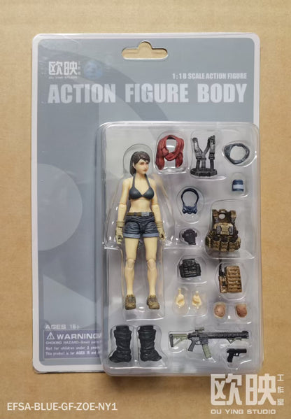 (INSTOCK)  EFSA - BLUE - General Female - 1/18 Action Figure by Planet Green Valley