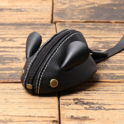 Leather Change Bag - Mouse Cartoon Key Bag