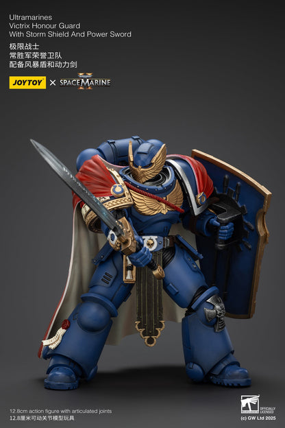 Ultramarines Victrix Honour Guard with Storm Shield And Power Sword - Warhammer SPACE MARINE II  1/18 Action Figure By JOYTOY