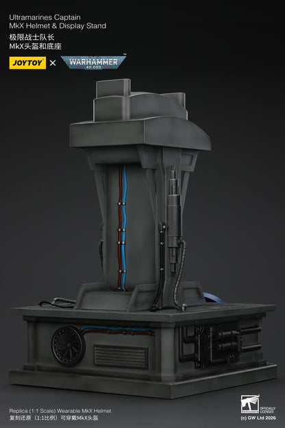 (15 MAR CUTOFF) Ultramarines Captain MkX Helmet & Display Stand- Warhammer 40k 1/1 Action Figure By JOYTOY