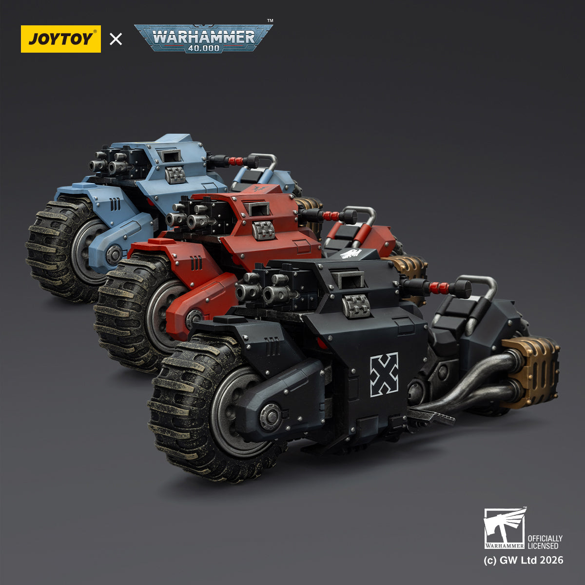 (15 MAR CUTOFF) Raider-pattern Combat Bike with twin-linked bolt rifles-Warhammer 40k 1/18 Action Figure By JOYTOY